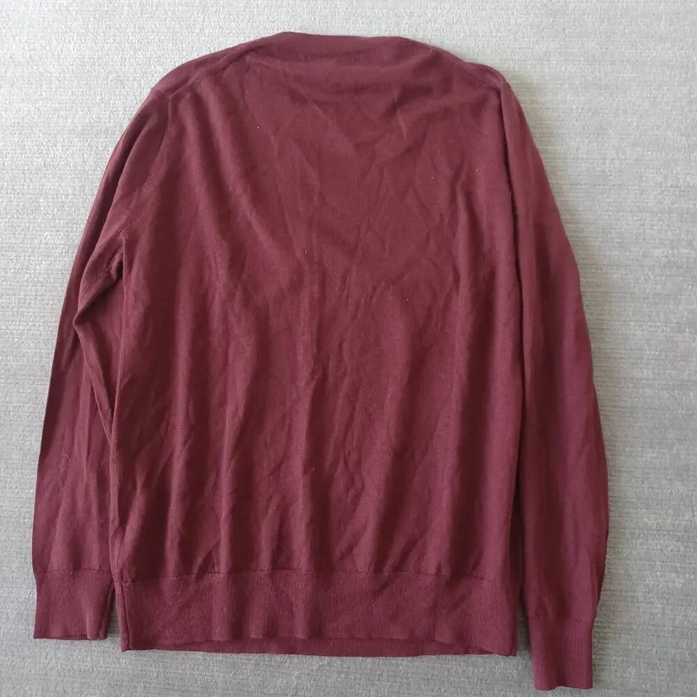Banana Republic Merino Wool Sweater Mens M Burgundy Lightweight Stretch‎ Casual